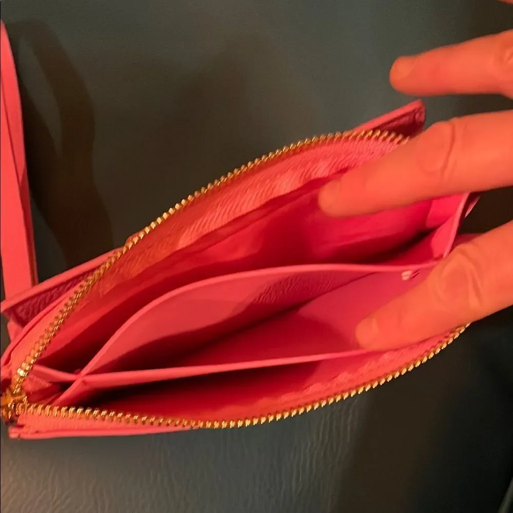 Elegant Pink Wristlet Clutch with Gold Accents